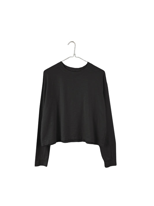 Long Sleeve Boxy Tee in Black