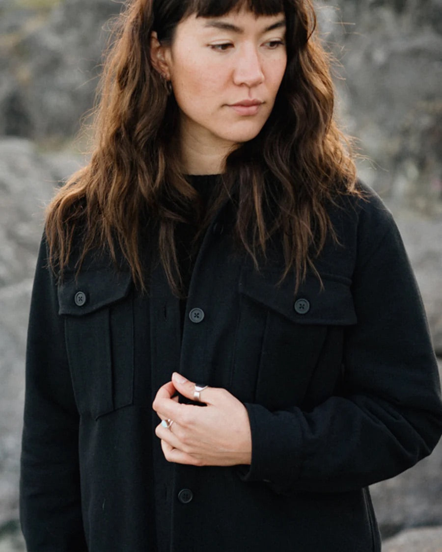 Women's Twill Overshirt in Black