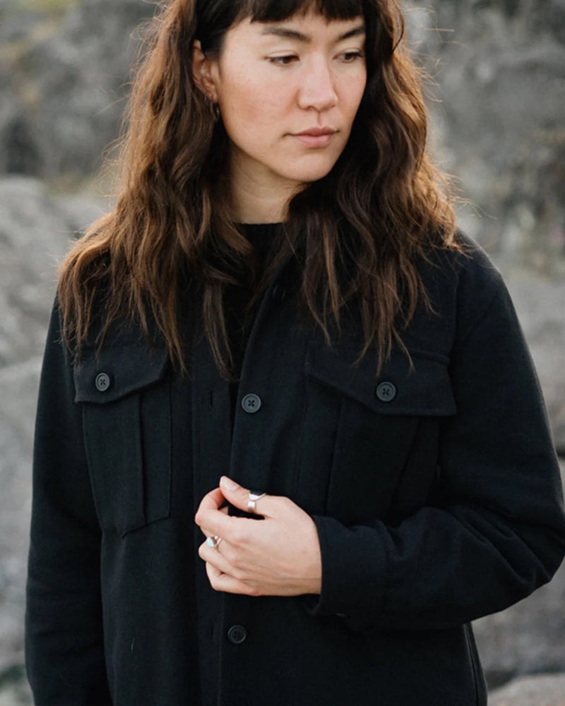 Women's Twill Overshirt in Black