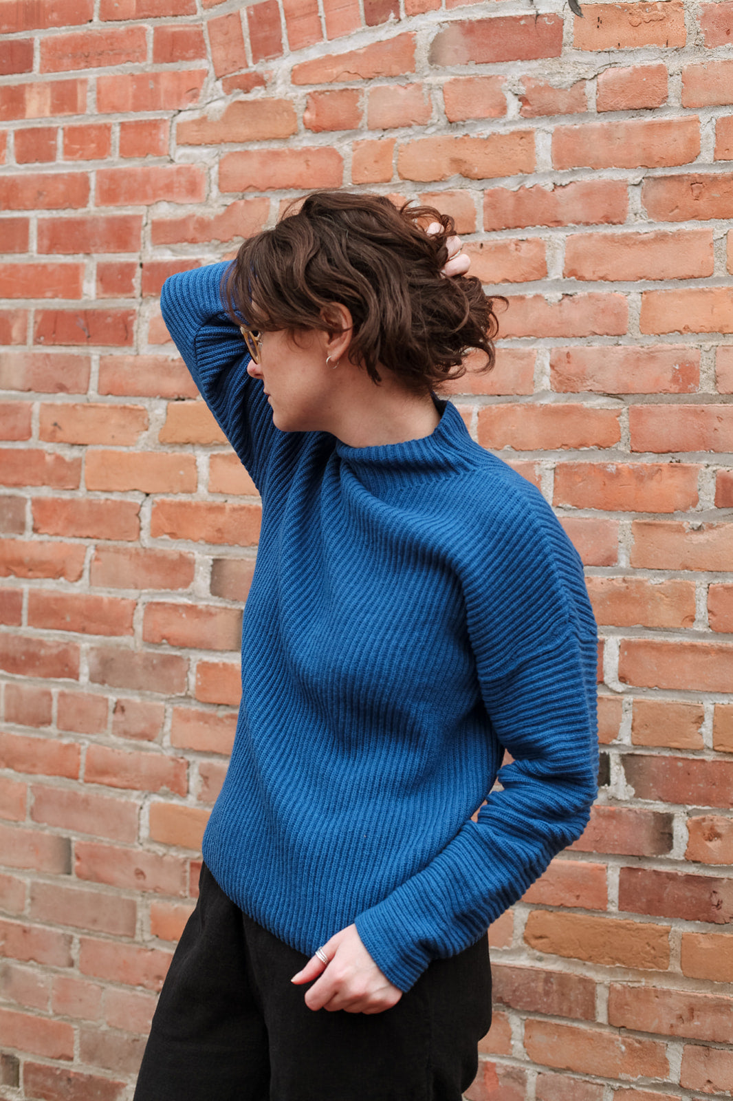 Merino Rib Sweater in Ocean Blue