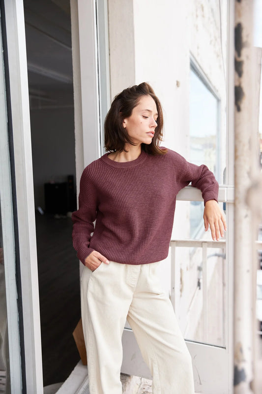 Pull On Sweater in Mahogany