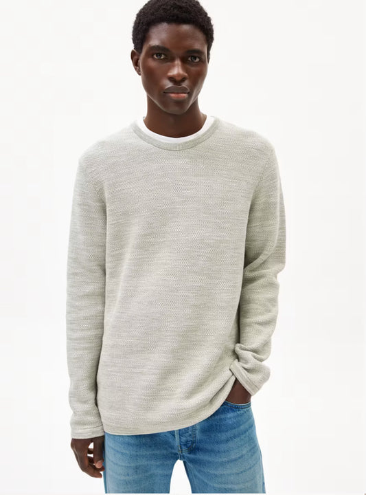 Men's Tolaa Sweater in Seagreen Light Oatmilk