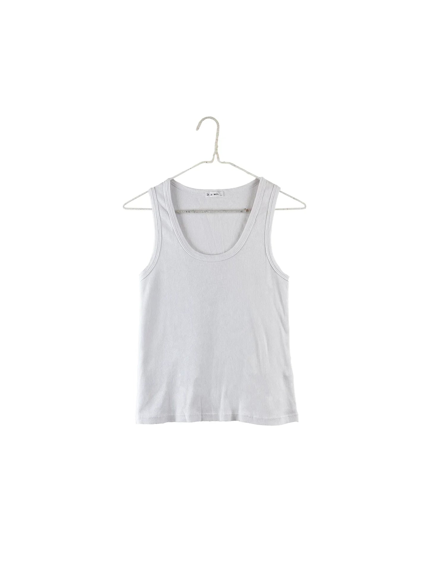 It is Well L.A - SS24 - Rib Tank Top in Salt - on display front 2