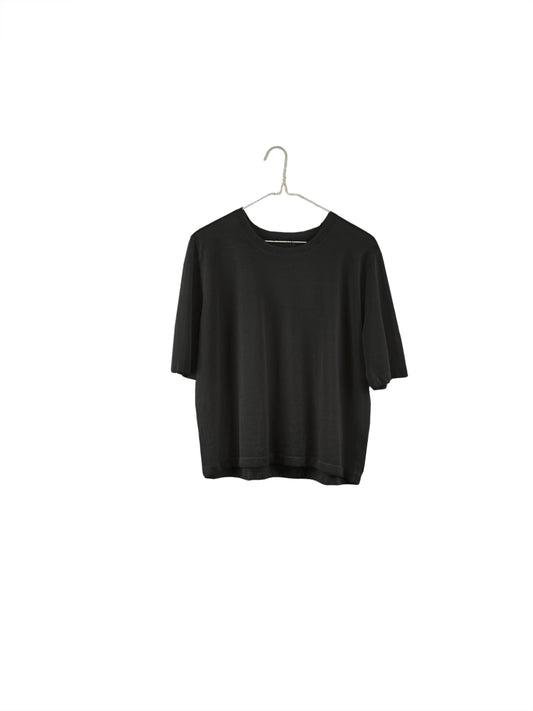 SS24 - It is Well L.A - Light Weight Short Sleeve Sweater in Black - on display front 1