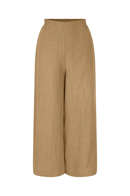 Melow Marlot Pants Trousers in Latte - high-waisted cropped linen pants with side pockets available in Kelowna
