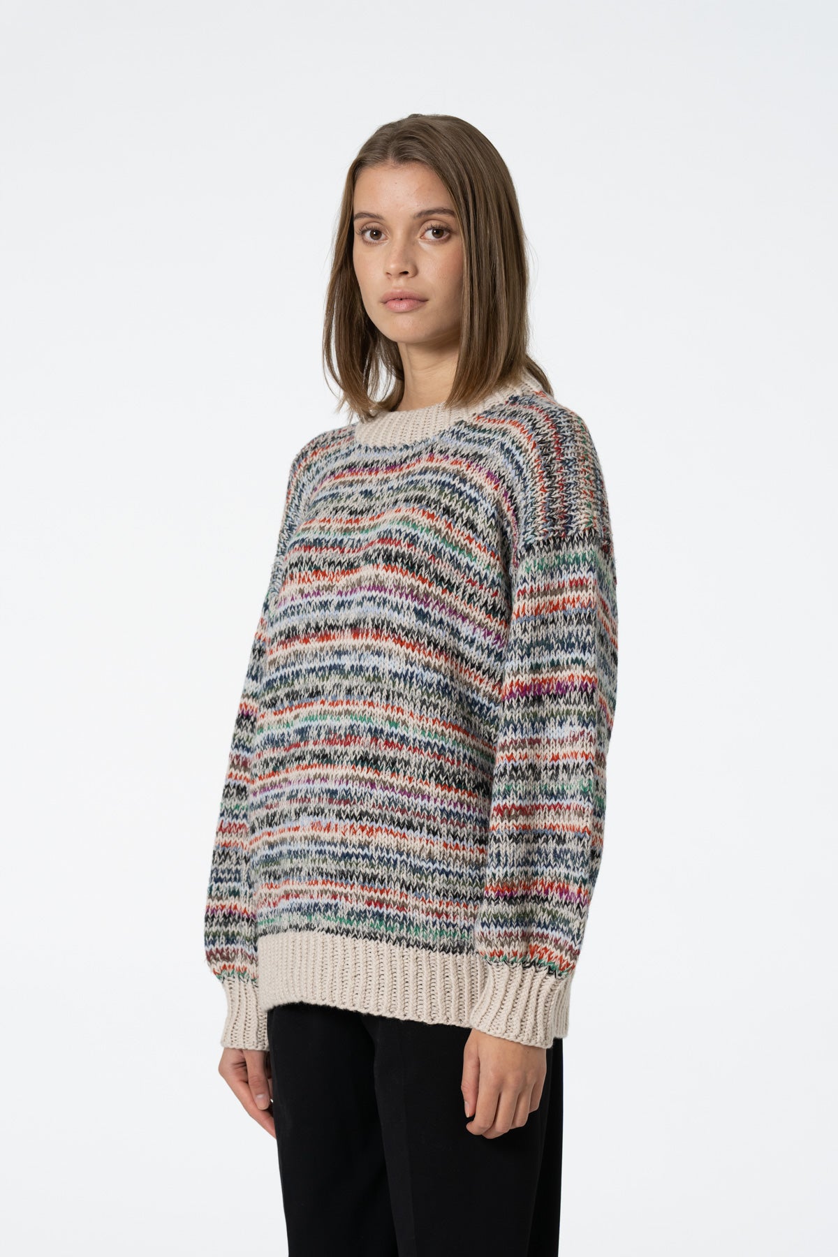 Dinadi Merino Handknit Zero-Waste Sweater in Multi Almond Fall 23/24