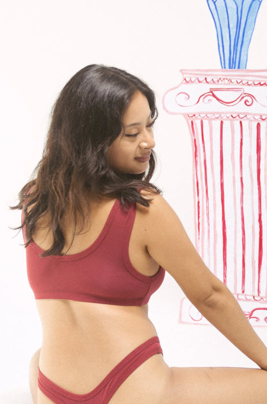 SS24 - Mary Young - Mayes Bra in Wine -  Back on Model 2