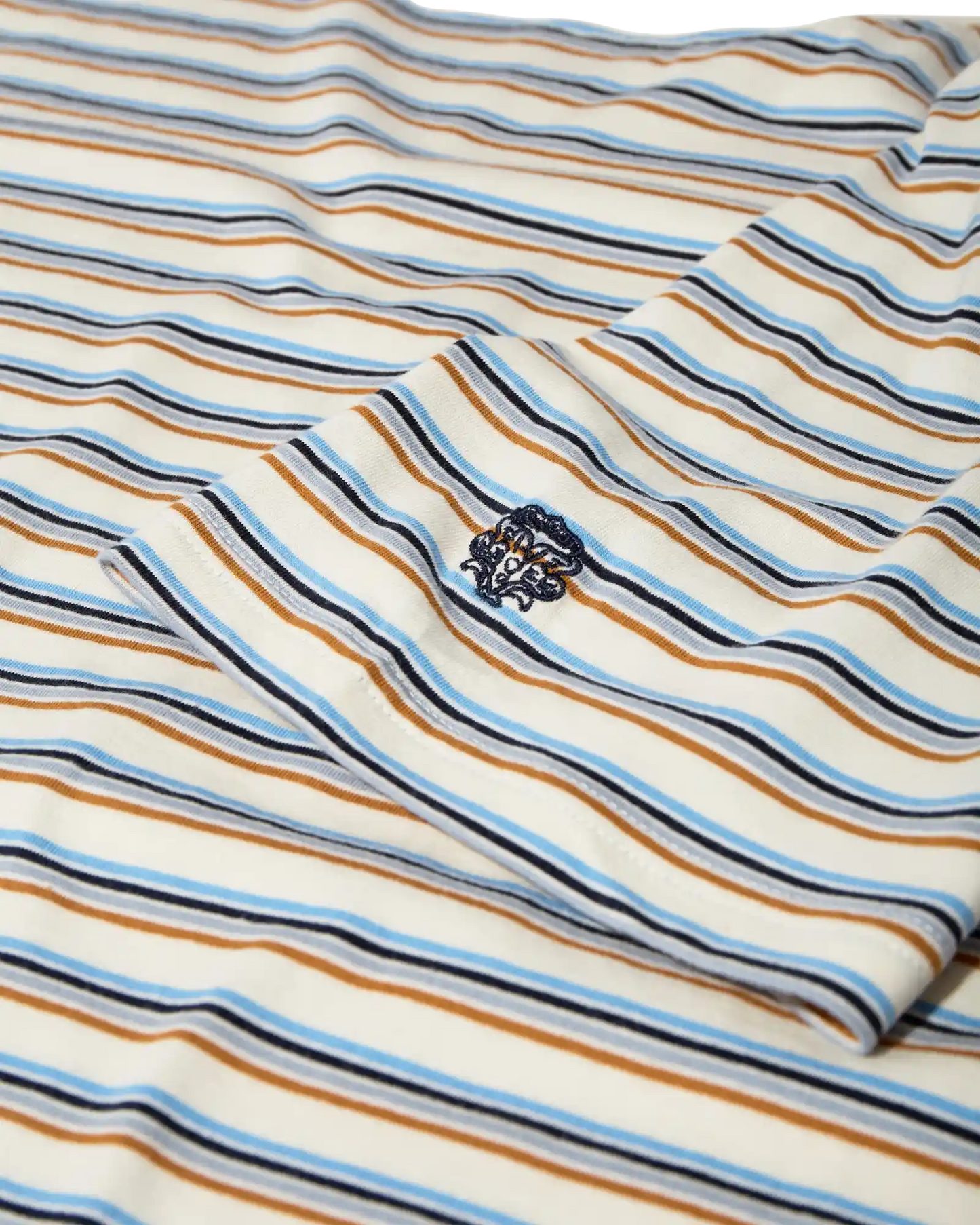 Diaz Stripe O-Neck Short Sleeve Tee in Ecru