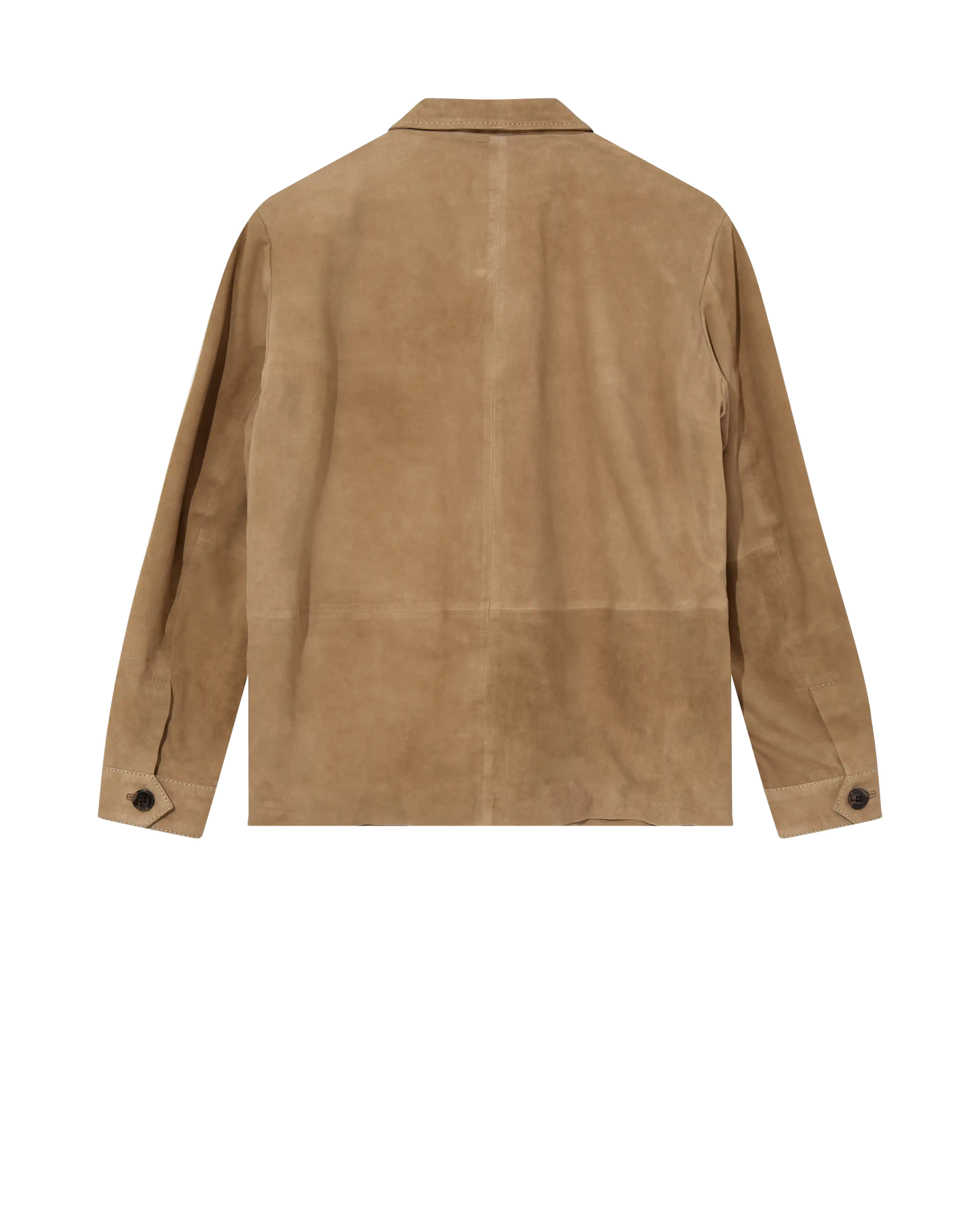 MOS MOSH Gallery Conor Toasted Coconut Suede Jacket – shop men's jackets in Canada front lay of back 