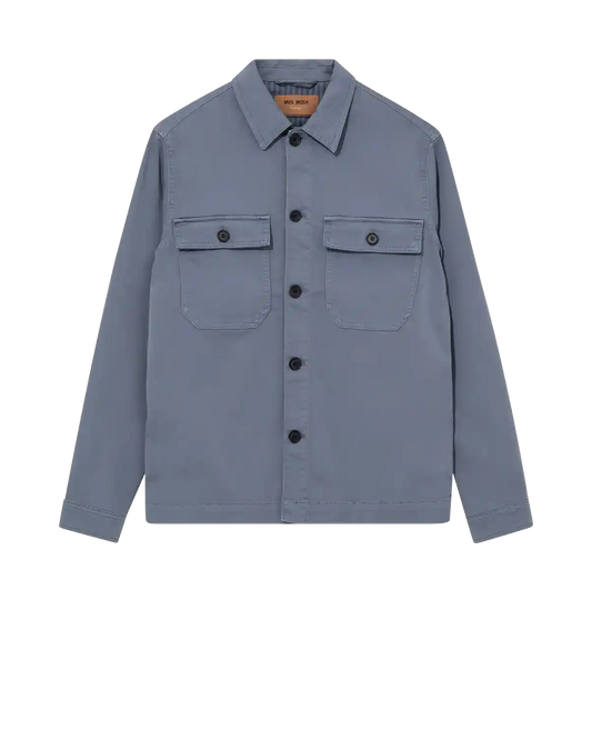 Mos Mosh Gallery Matteo Soft Overshirt in Flint Stone – front view – available at Textile Apparel Kelowna