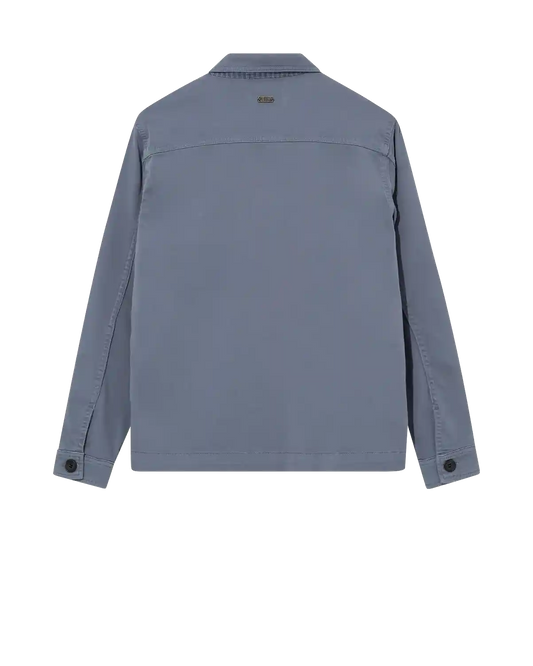 Mos Mosh Gallery Matteo Soft Overshirt in Flint Stone – back flatlay view – shop in Kelowna at Textile Apparel