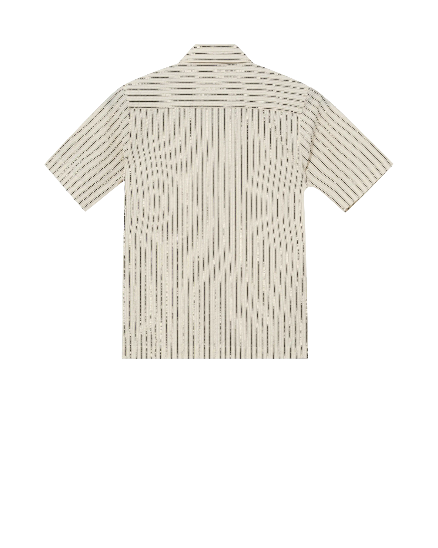 MOS MOSH Gallery Marlon Stripe Shirt Seneca Rock – men's cotton shirt, Canada frontlay view of back of men's striped shirt
