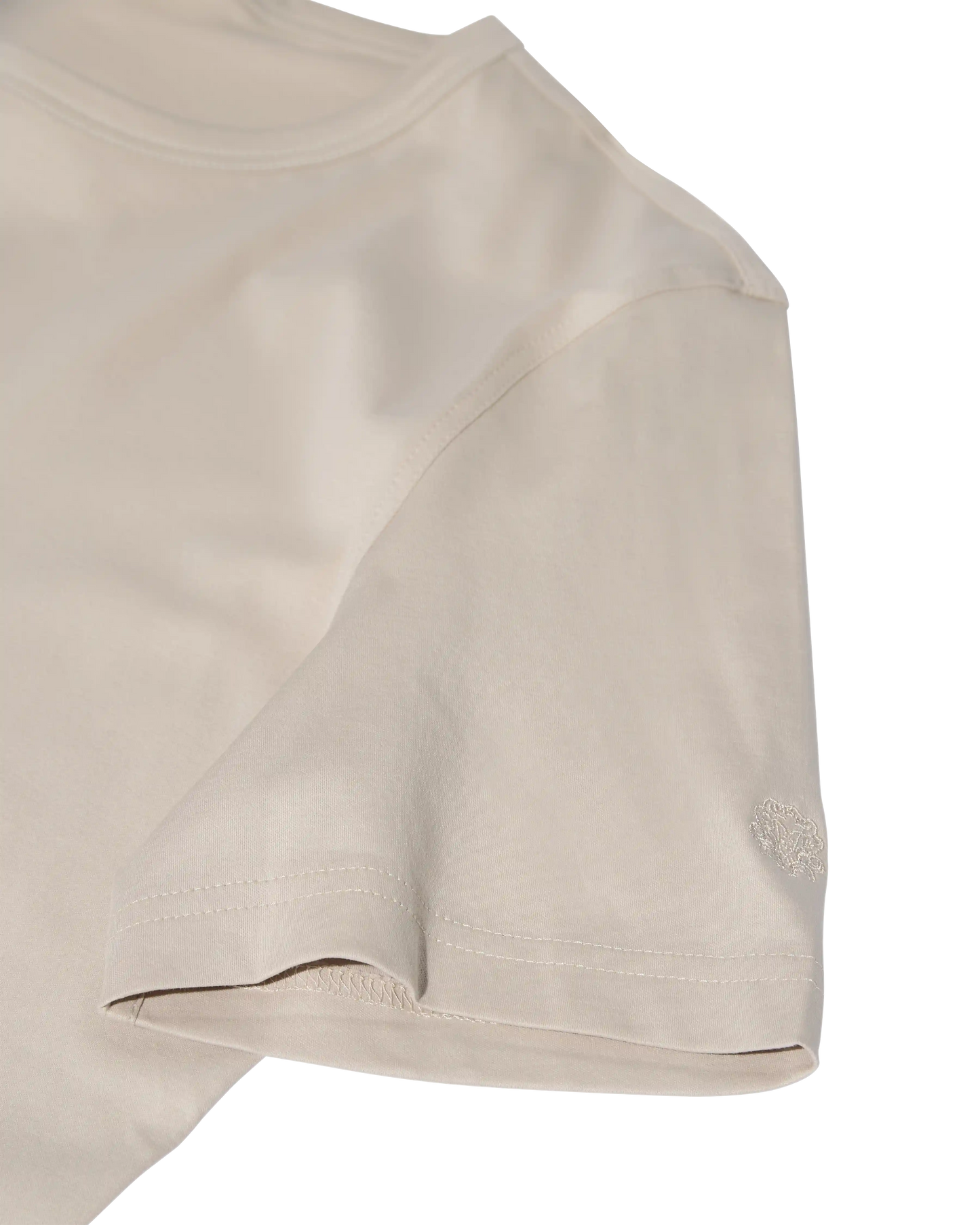 Men's Mos Mosh Gallery Perry short sleeve t-shirt organic cotton chateau gray sleeve detail front at Textile Apparel Kelowna