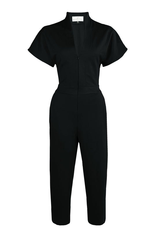 Mellow - FW24 - Jayden Overalls in Black Twill - on display front 1