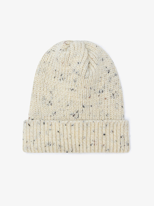 Milo & Dexter - FW24 - Hand Knit Wool Toque in Natural Peppered - on display 