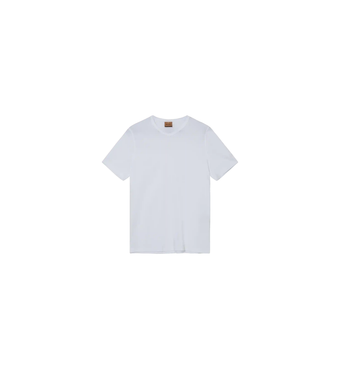 Front view of Mos Mosh Gallery V-neck tee in white  at Textile Apparel Kelowna