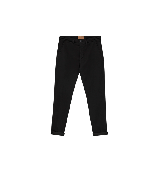 Mos Mosh Gallery Hunt Soft String Pant in Black – front styled view – shop in Kelowna at Textile Apparel