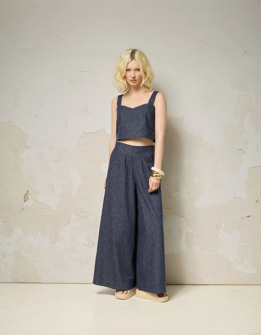 Rama Pants in Denim Speckle Indigo