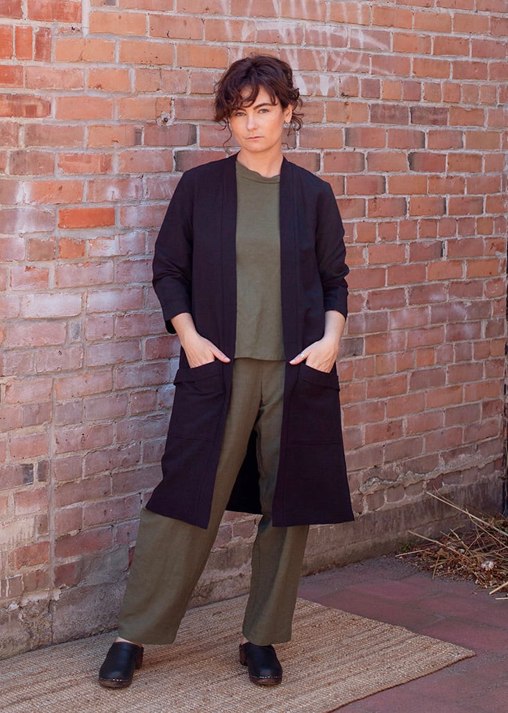 Market Linen Jacket in Black Linen