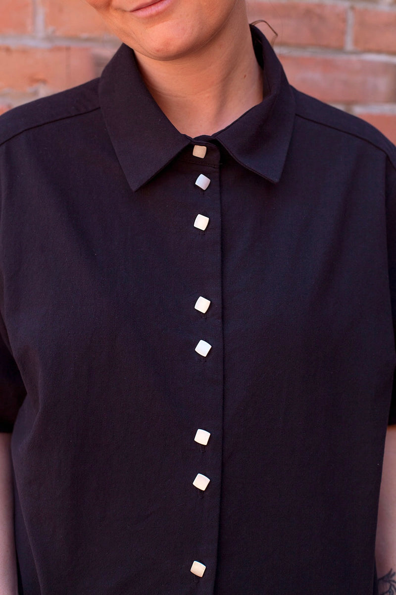 Lennox Shirt in Black Cotton