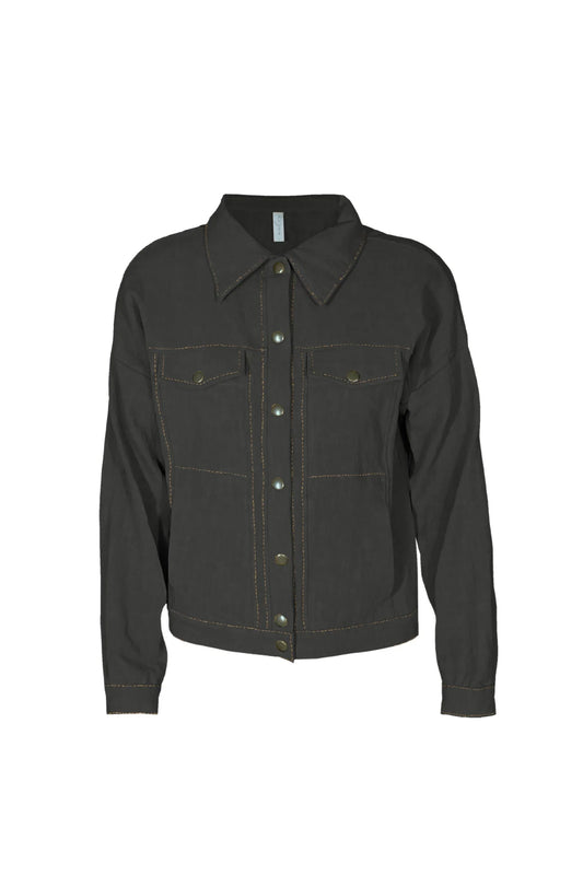 Black jacket with snaps and collar
