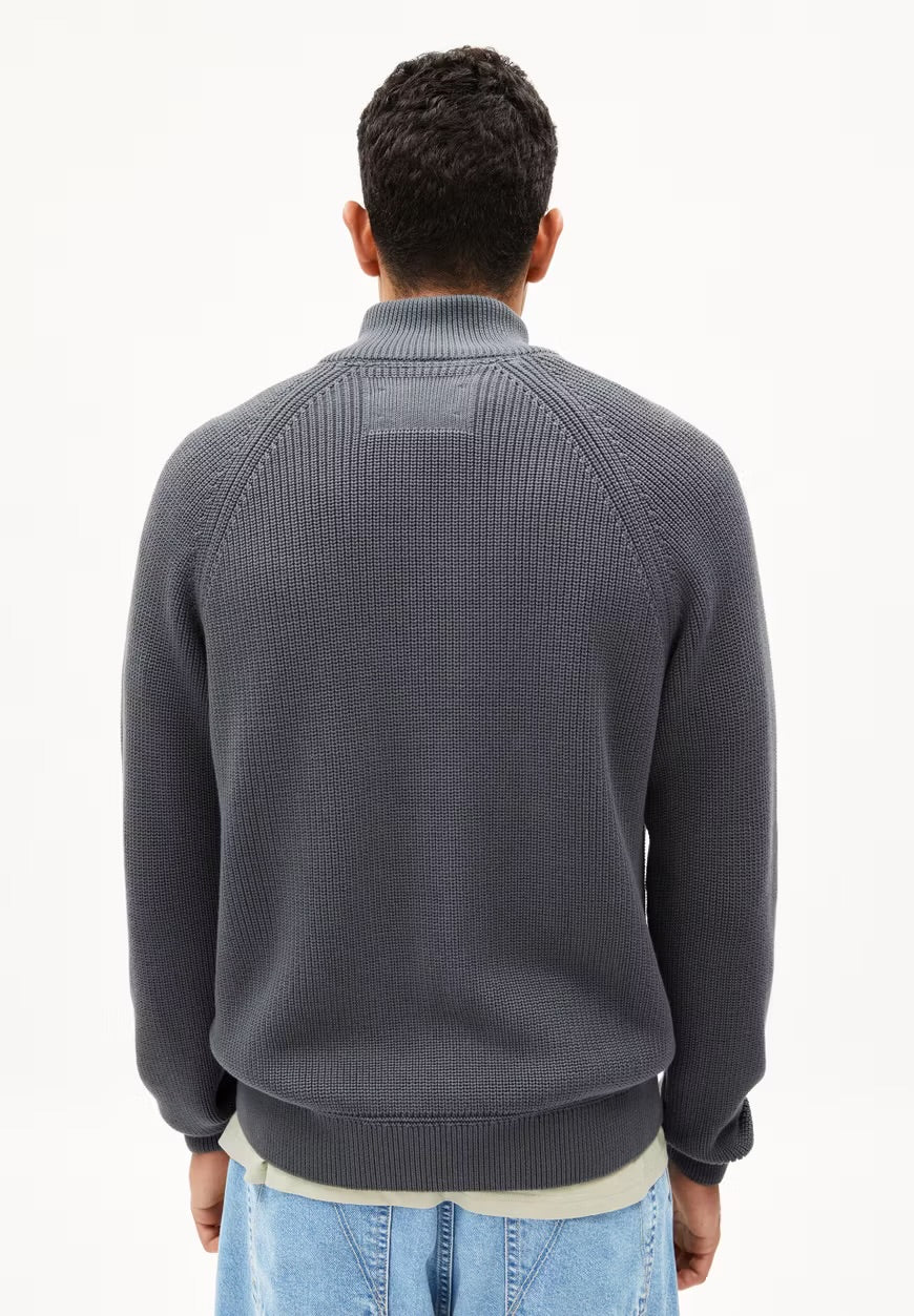 SS25 - ARMEDANGELS - Aartyom Knit Sweater in Space Steel - back 2 