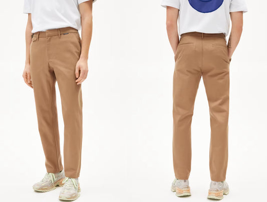 SS25 - ARMEDANGELS - Anaar Premium Pants in Pale Umber - front and back 1