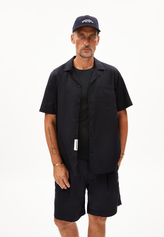 SS25 - ARMEDANGELS - Baartek Shirt Shortsleeve in Night Sky - front 1 
