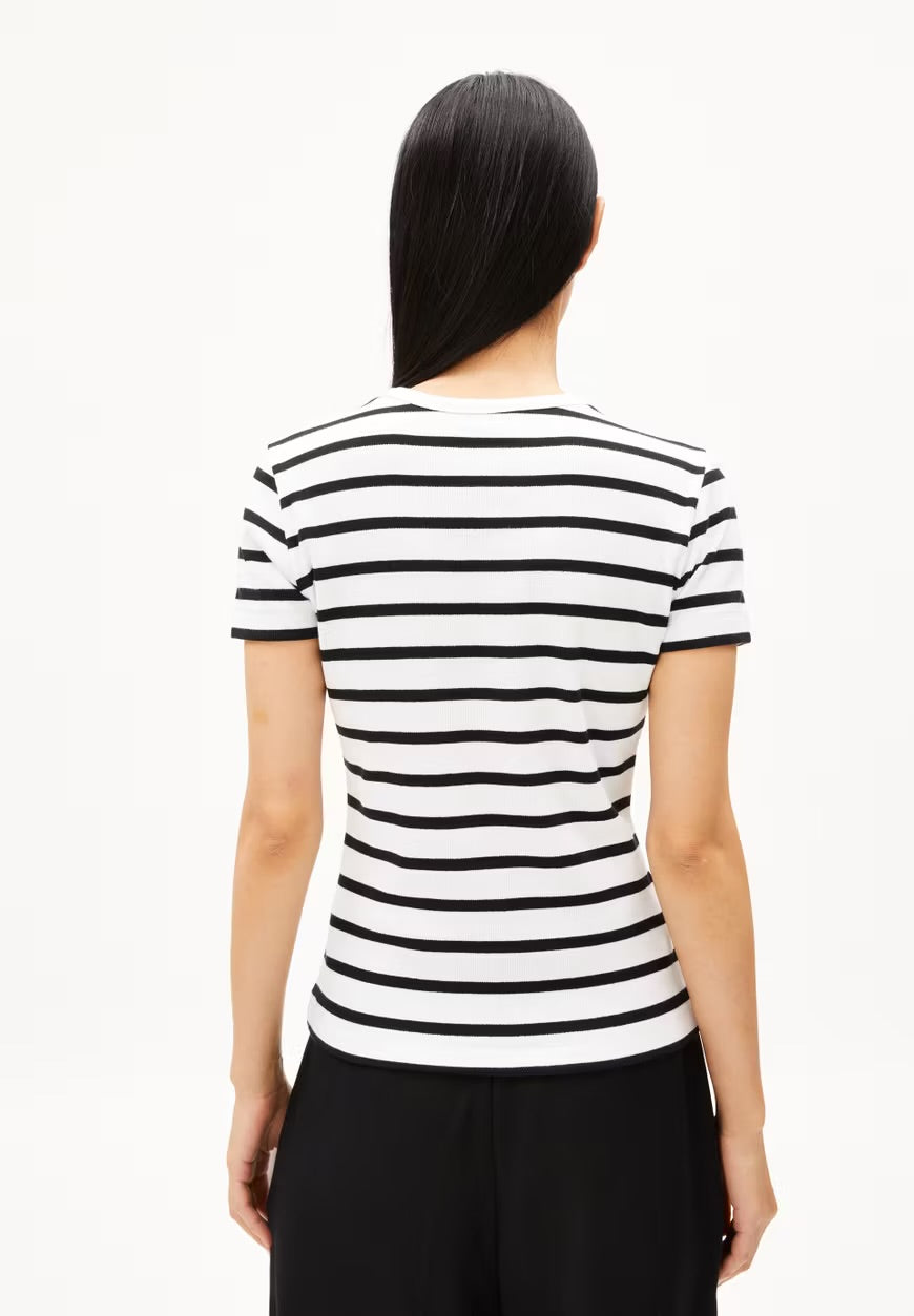 SS25 - ARMEDANGELS -  Kaarda Stripe Shirt in White/Black - back 2 