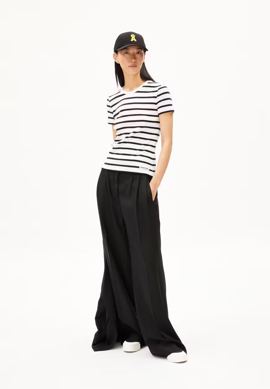 SS25 - ARMEDANGELS -  Kaarda Stripe Shirt in White/Black - front 3 