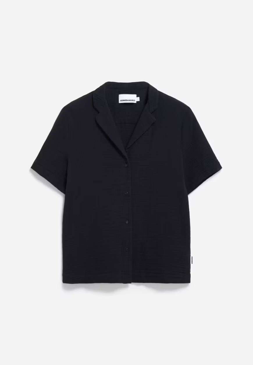 SS25 - ARMEDANGELS - Maaite Musselin Blouse in Black - front display 6 