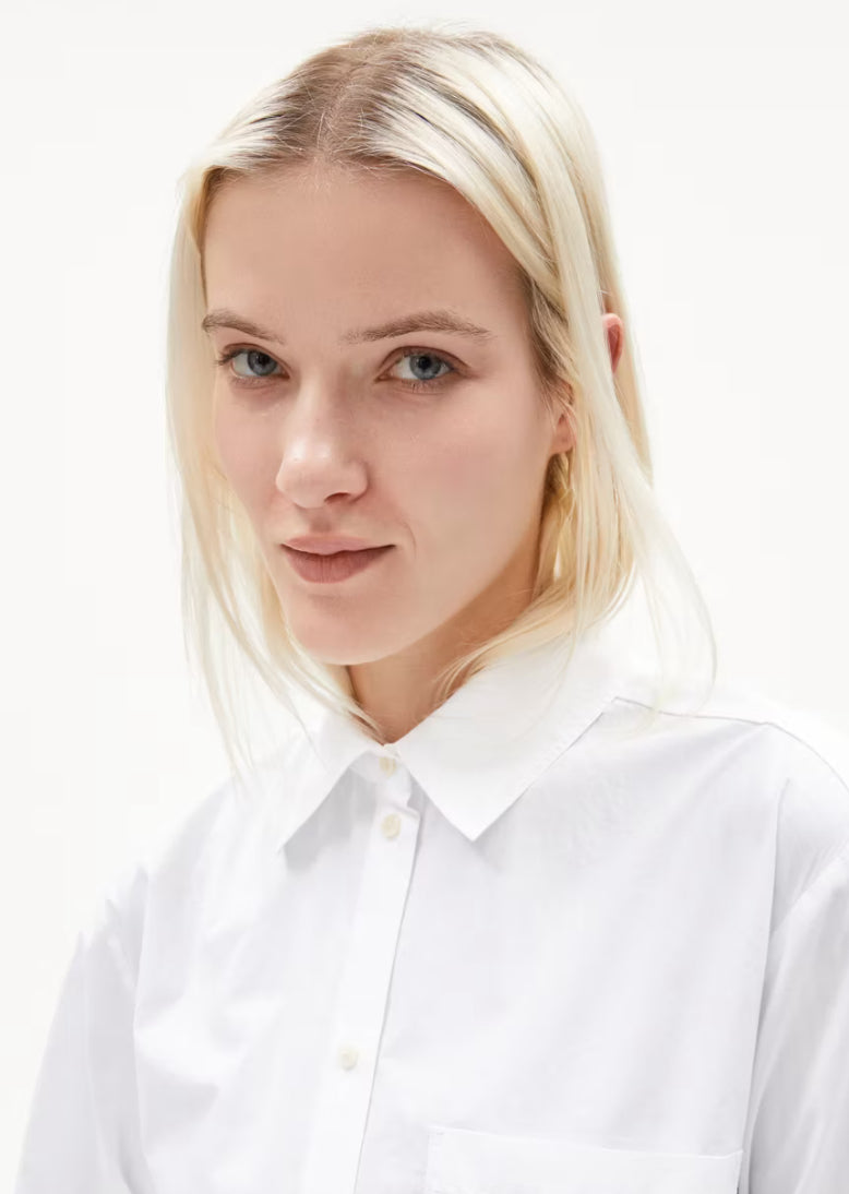 SS25 - ARMEDANGELS - Maalgaa Blouse in White - front close up 4 