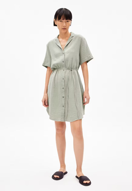 SS25 - ARMEDANGELS - Mabelaa Musselin Dress in Seagreen - front 1 