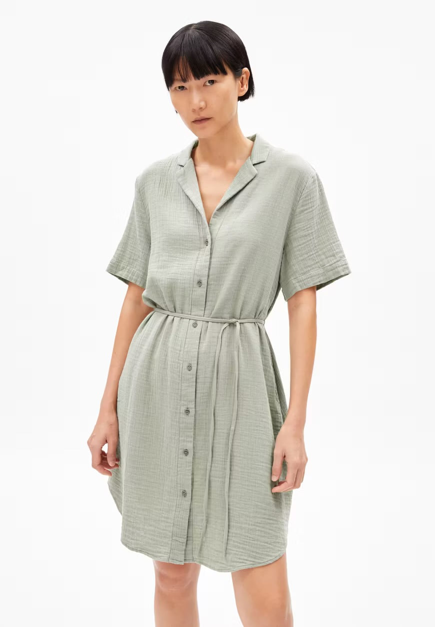 SS25 - ARMEDANGELS - Mabelaa Musselin Dress in Seagreen - front 4