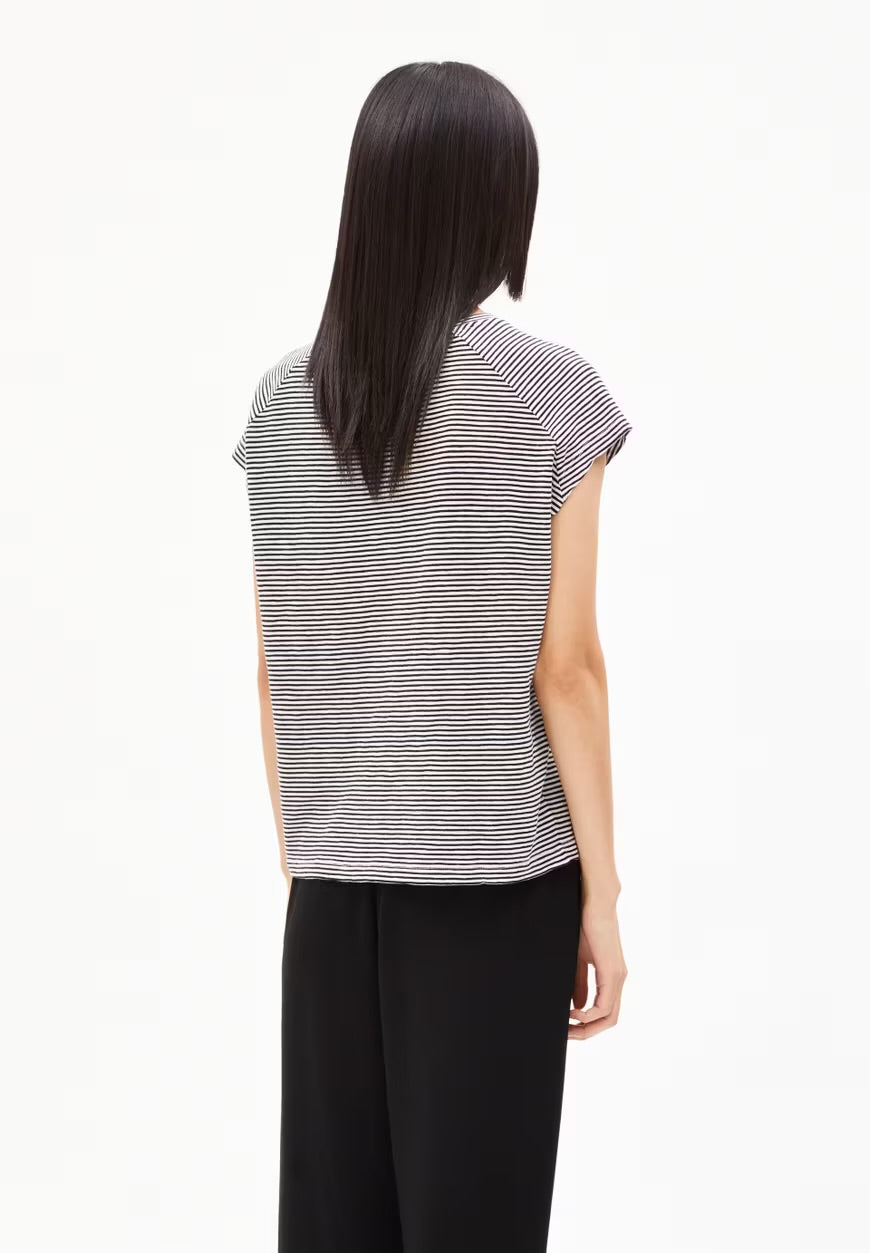 SS25 - ARMEDANGELS - Oneliaa Lovely Stripes in Black-Oatmeal - back 3