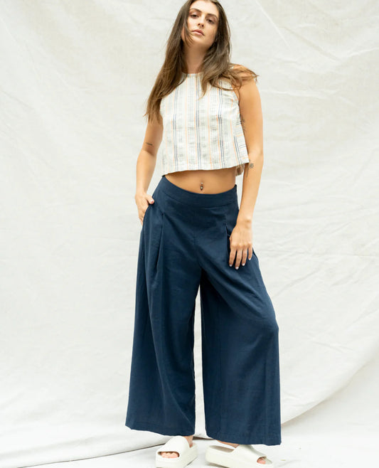 SS25 - Bodybag by Jude - Sao Paulo Pants in Navy Bizet Linen - front 1
