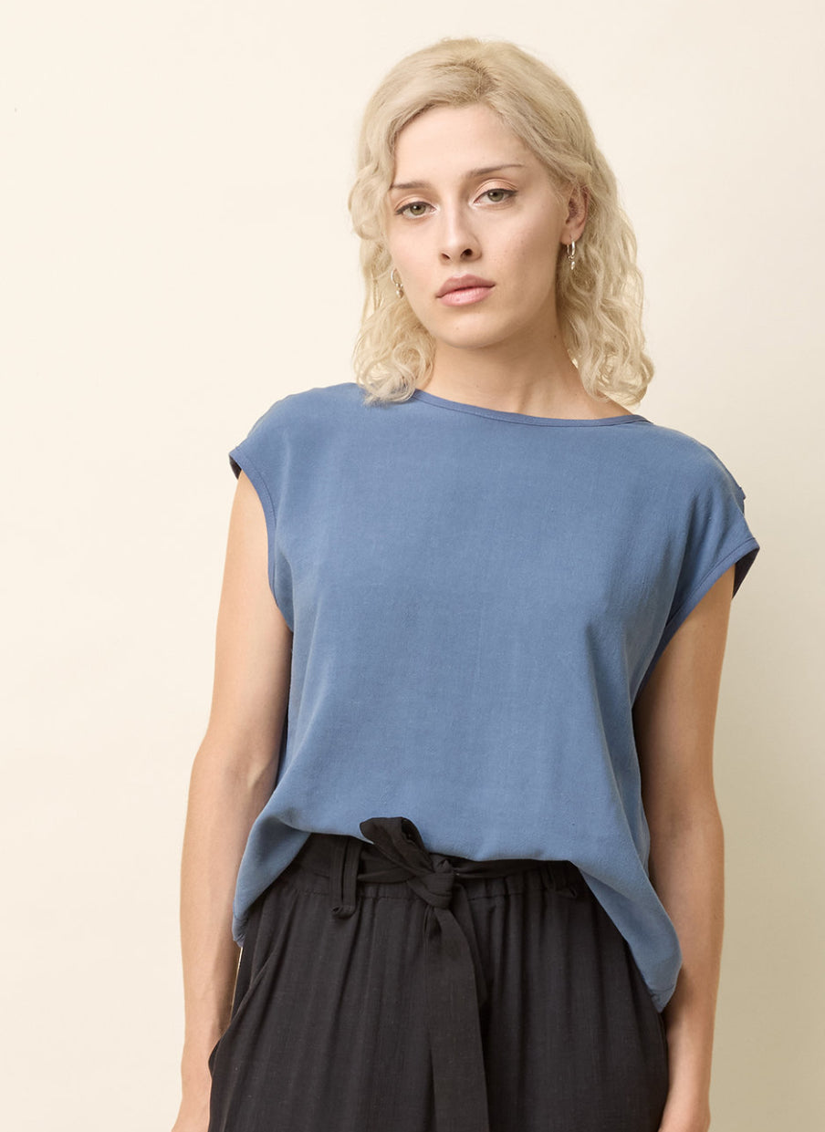 SS25 - Cokluch - Bayang Top in Harper Ocean - front 1 