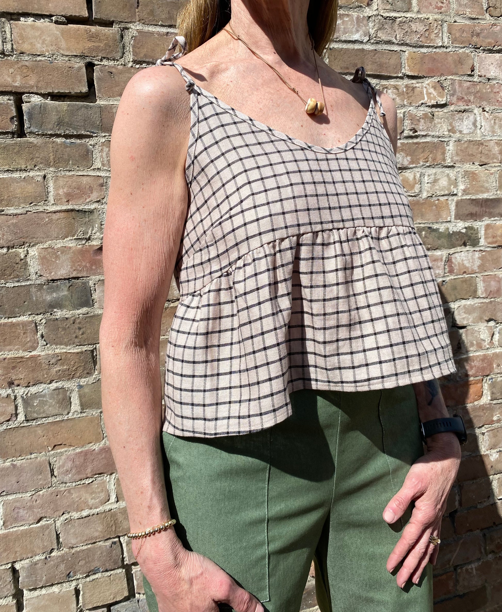 SS25 - Cokluch - Bayang Top in Harper Ocean - front close up 3 