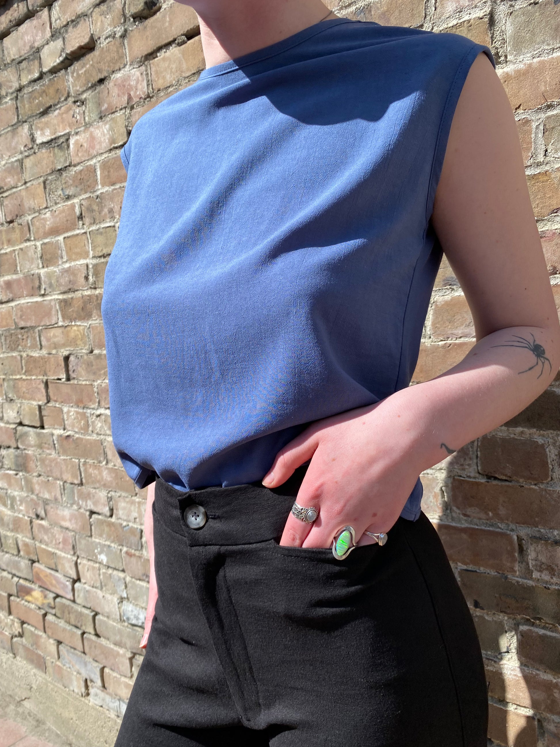 SS25 - Dagg and Stacey -  Cranston Linen Pant in Black - front close up 3 