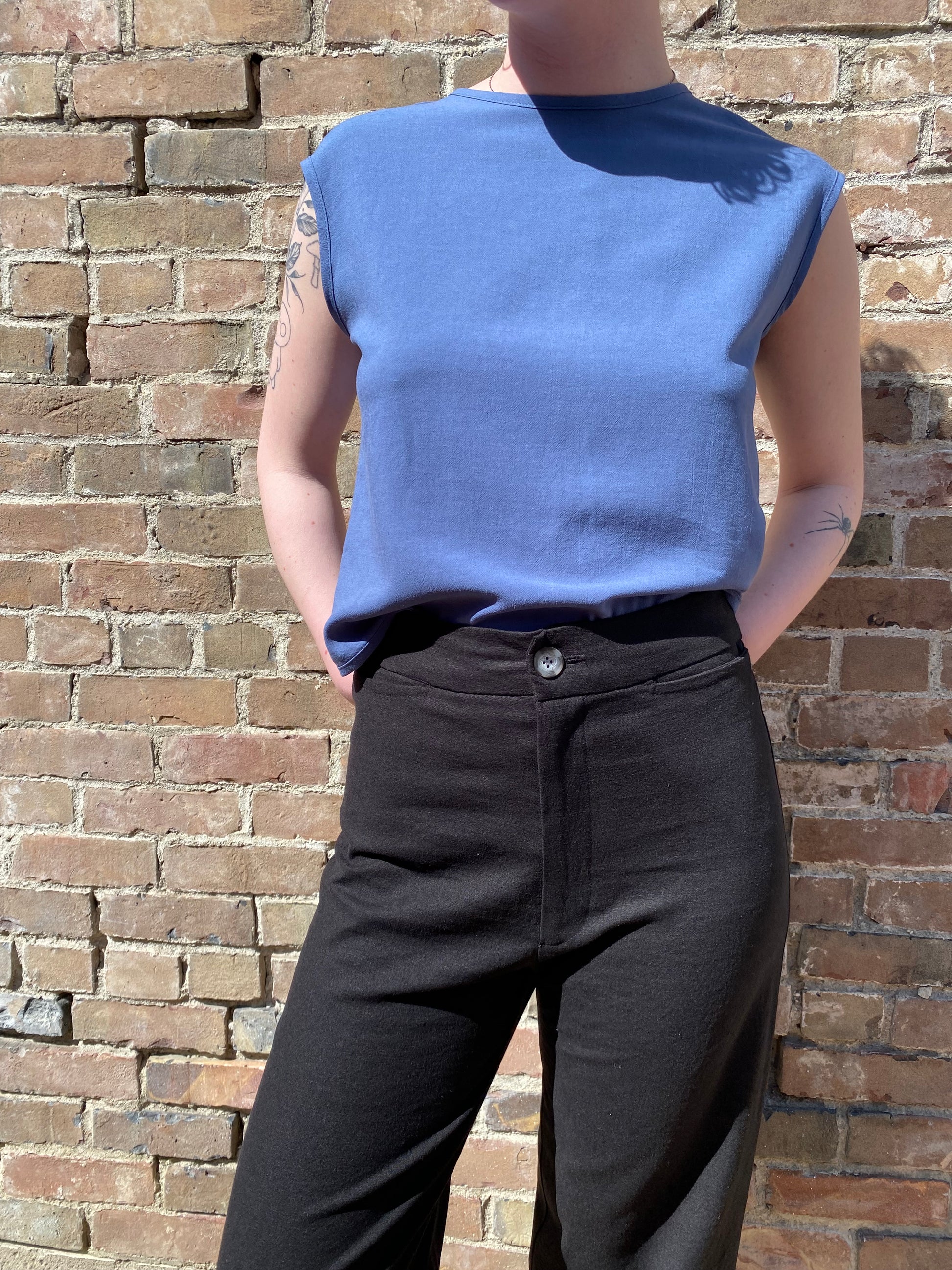 SS25 - Dagg and Stacey -  Cranston Linen Pant in Black - front close up 4