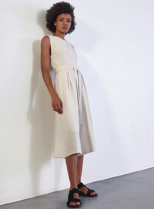 SS25 - Dagg and Stacey - Ora Jumpsuit in Oatmeal - front 1 