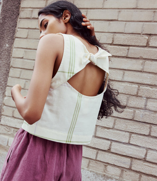 SS25 - Eve Gravel - Henderson Top in Summer Tartan - back photo 1 