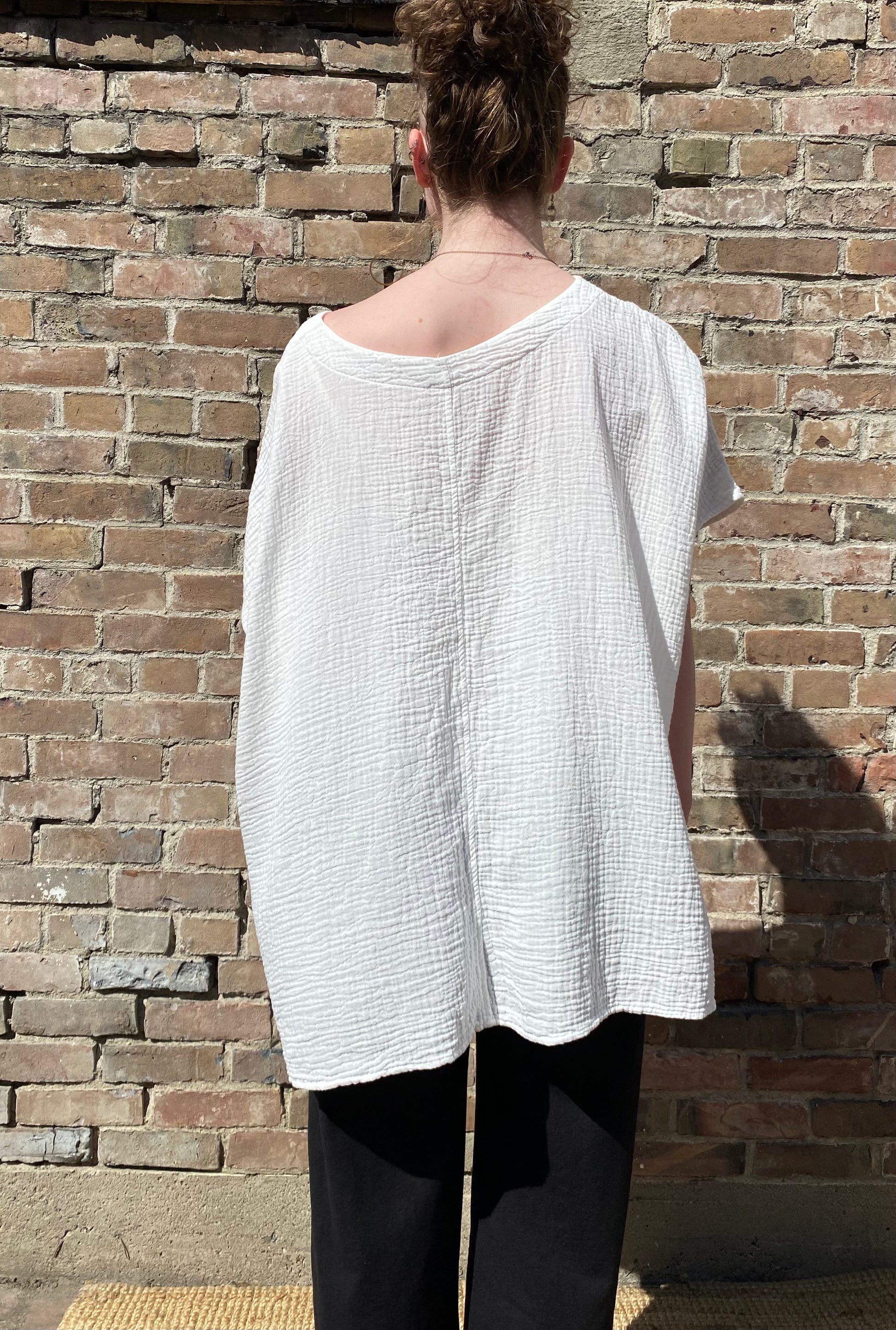 SS25 - It is Well L.A - Gauze Poncho in Salt - back 3 