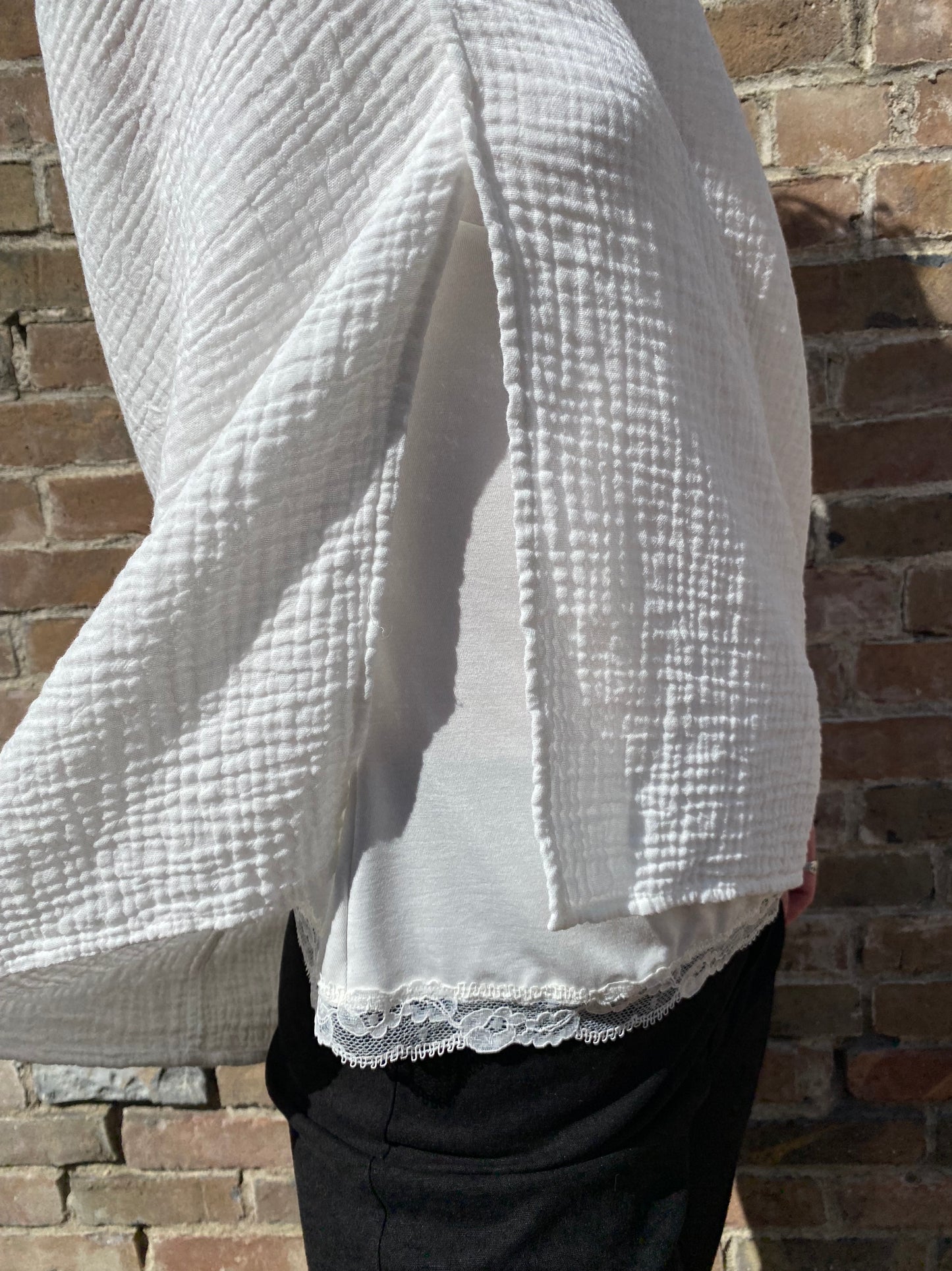 SS25 - It is Well L.A - Gauze Poncho in Salt - details side 6