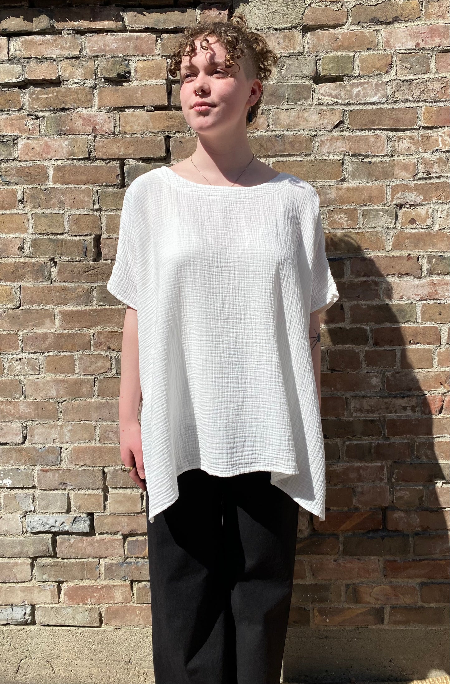 SS25 - It is Well L.A - Gauze Poncho in Salt - front 