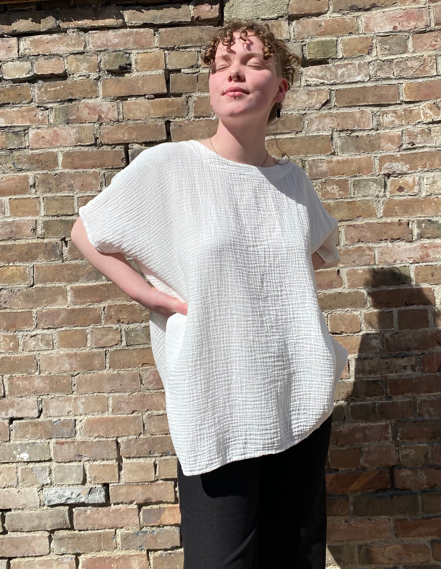 SS25 - It is Well L.A - Gauze Poncho in Salt - front 5
