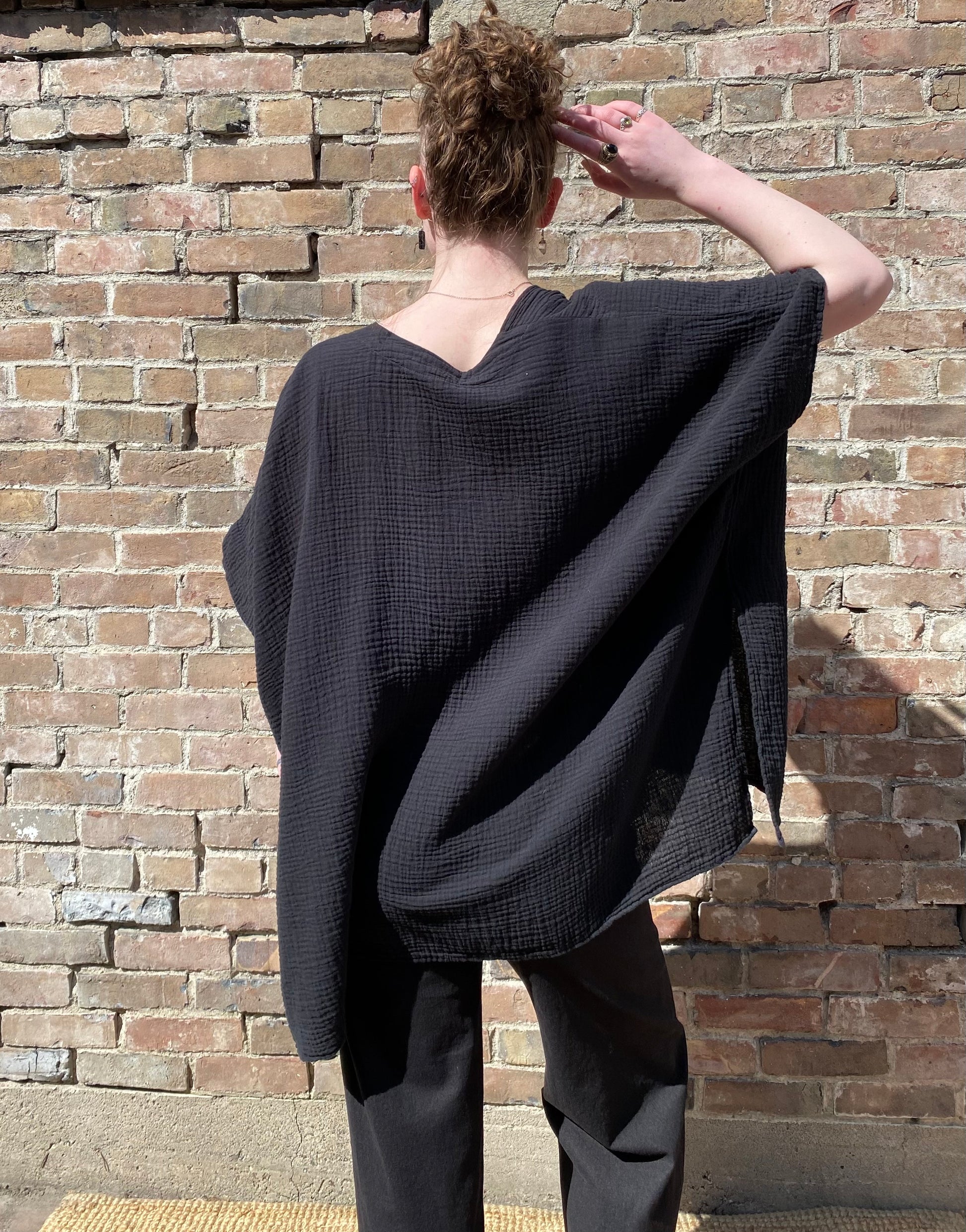 SS25 - It is Well L.A - Gauze Short Sleeve Cardigan in Black - back 2 