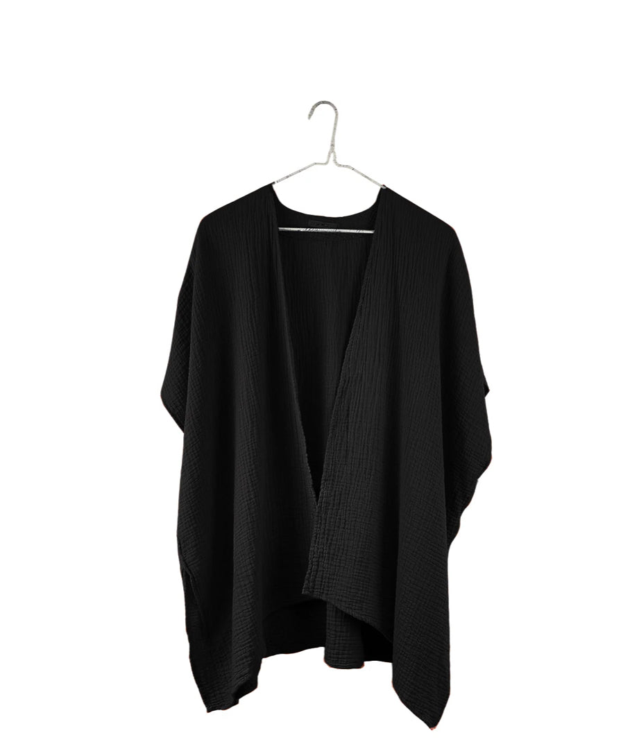 SS25 - It is Well L.A - Gauze Short Sleeve Cardigan in Black - front display 8