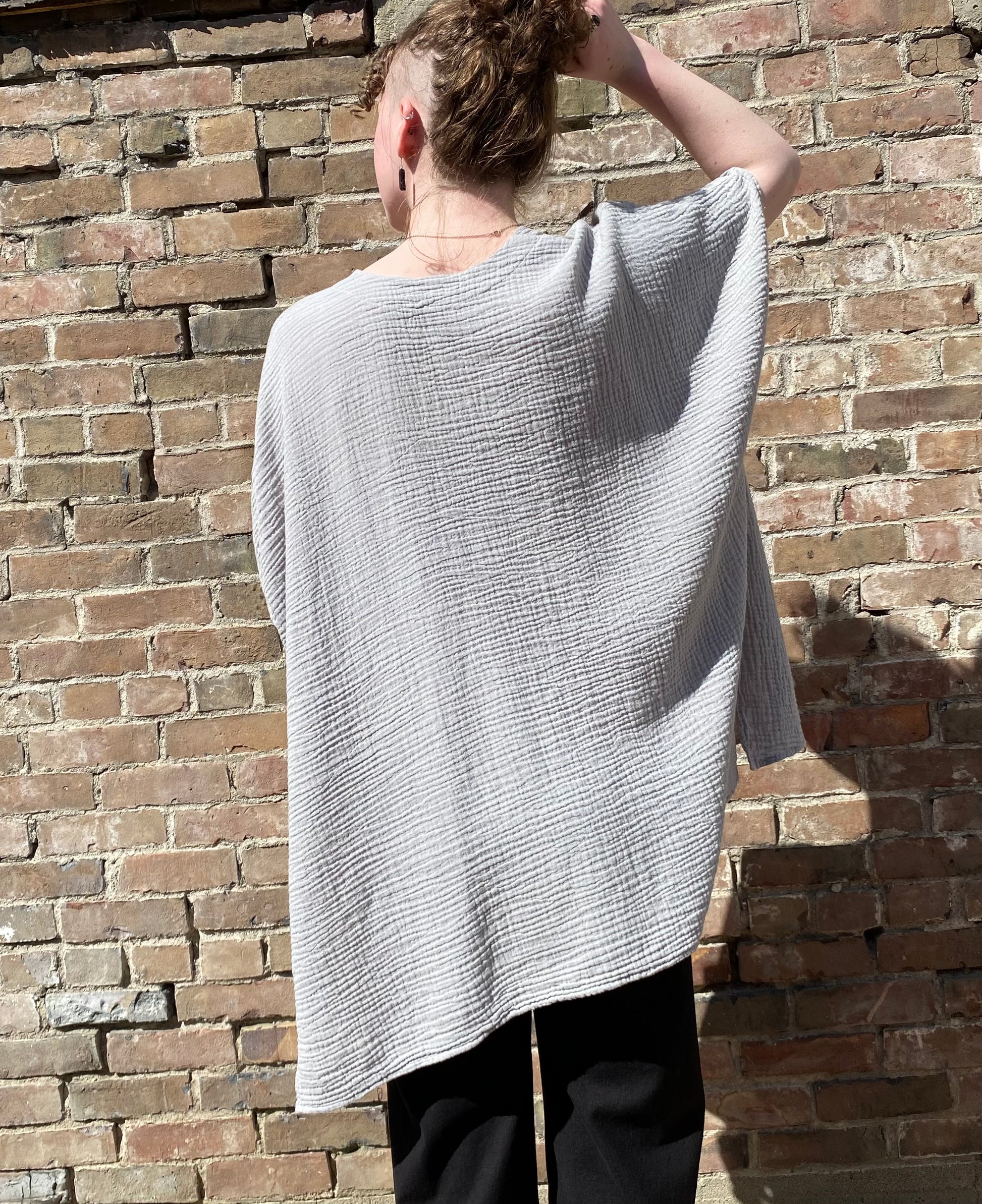SS25 - It is Well L.A - Gauze Short Sleeve Cardigan in Slate Grey - back 4 