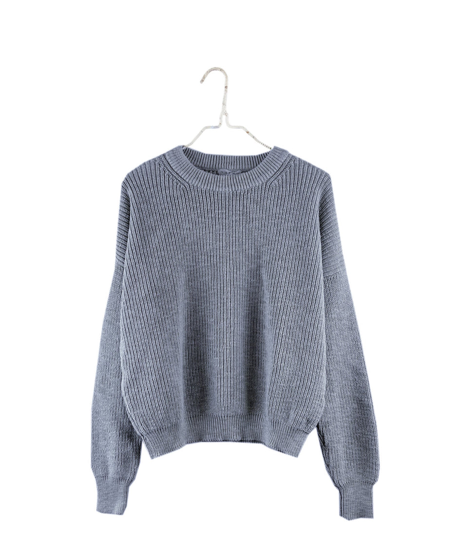 SS25 - It is Well L.A - Pull On Sweater in Clay Blue - display front 1 